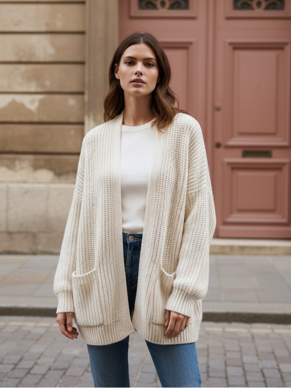 American Eagle Outfitters Cream Knit Cardigan